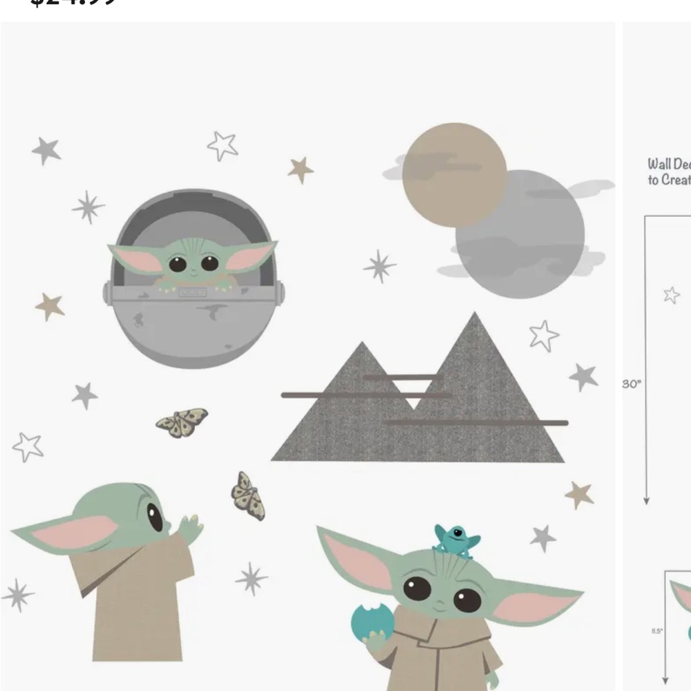 Star Wars Baby Yoda Wall Art Stickers